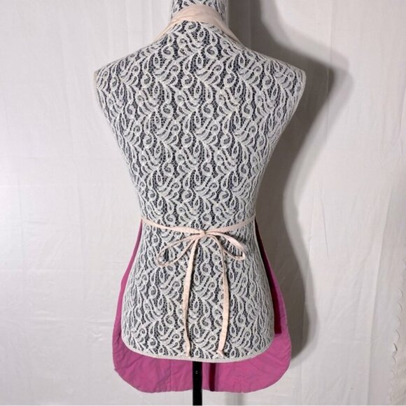 Vintage Handmade Pink Brown Gardening Apron - Picture 3 of 5